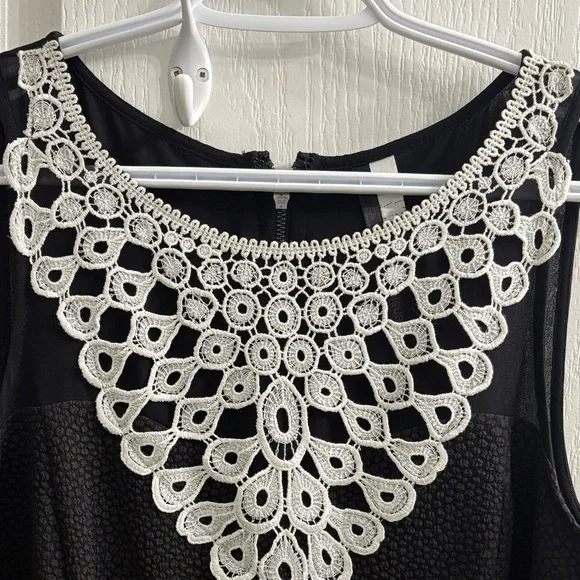 Kensie Black Dress with White Lace Detail - Picture 3 of 9